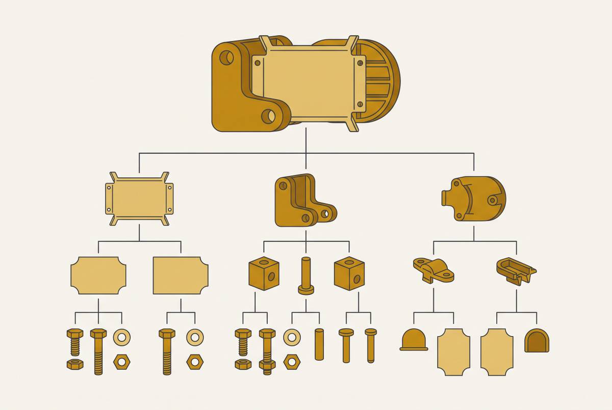 Cover illustration for “Mechanical BOM Structure for Multi-Process Assemblies”