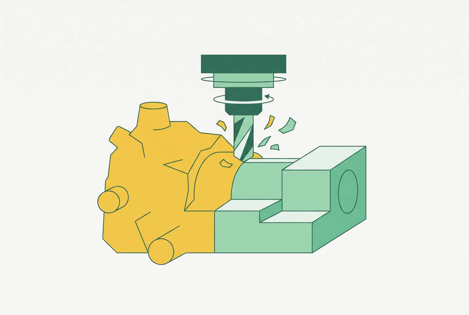 Cover illustration for “CNC Machining After Casting for Hybrid Part Production”