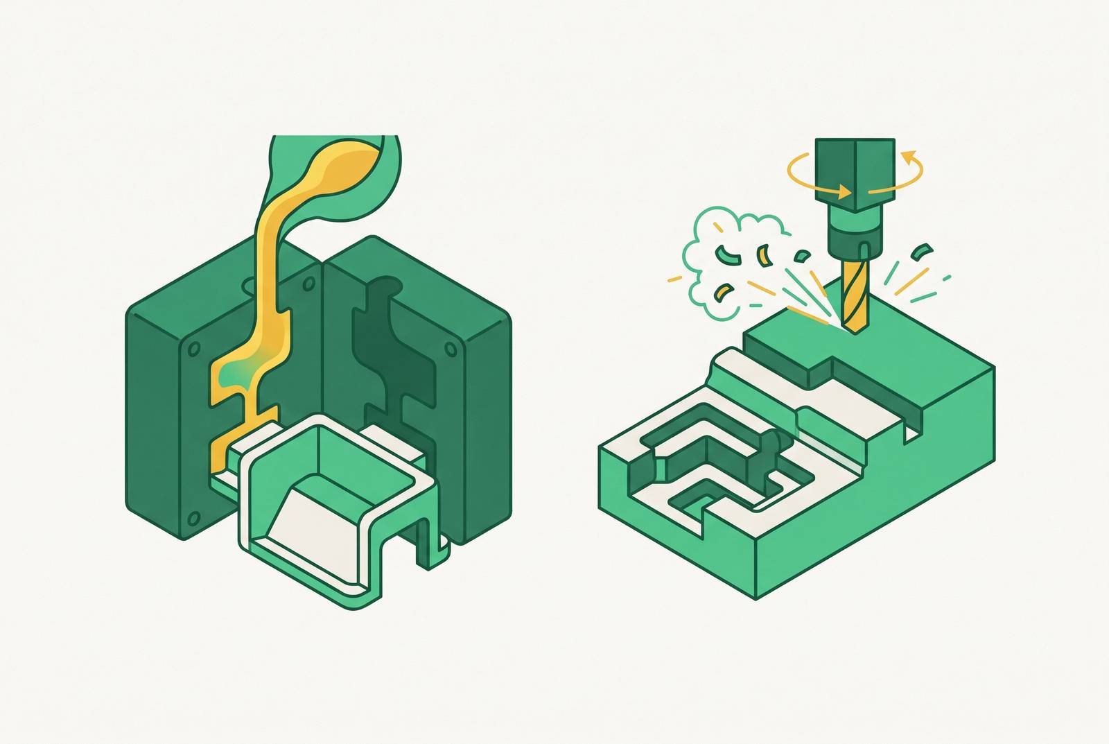 Cover illustration for “Aluminum Die Casting vs. CNC Machined Aluminum for Structural Housings”