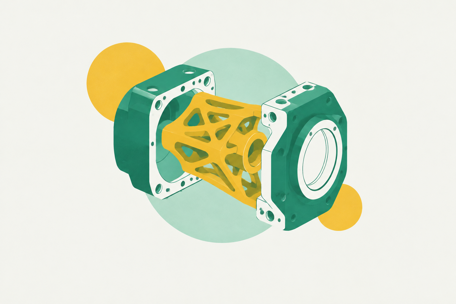 Cover illustration for “Printed Core and CNC Shell Hybrid Parts for Internal Geometry”