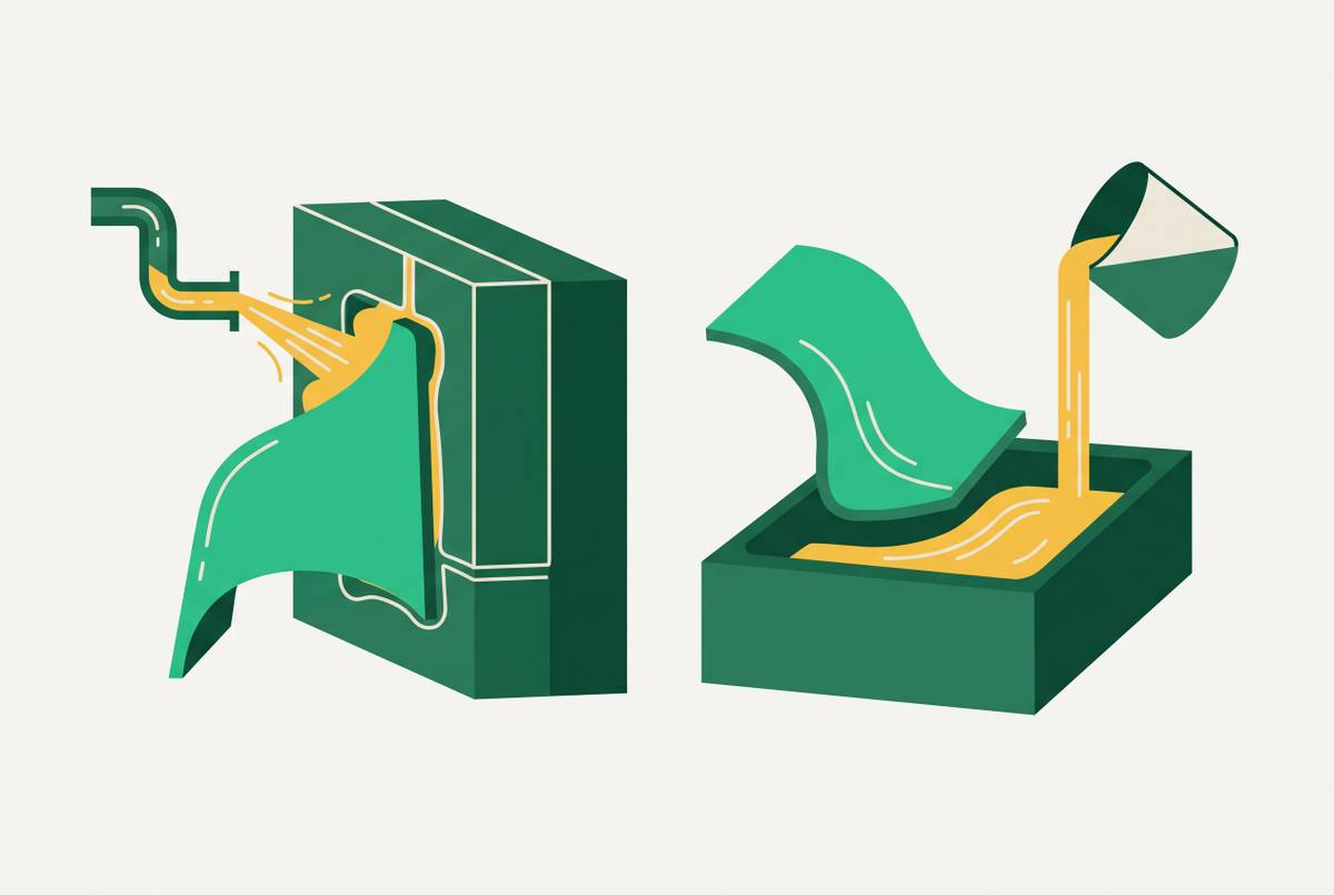Cover illustration for “Reaction Injection Molding vs. Urethane Casting for Large Plastic Parts”