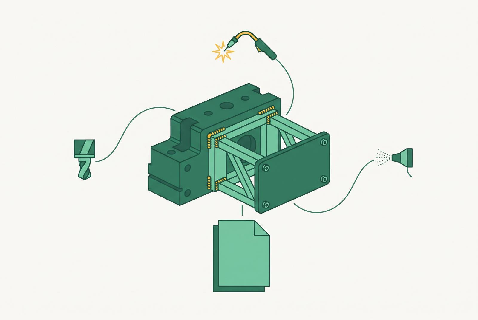 Cover illustration for “Sourcing Machined Welded and Finished Mechanical Assemblies Under One Purchase Order”