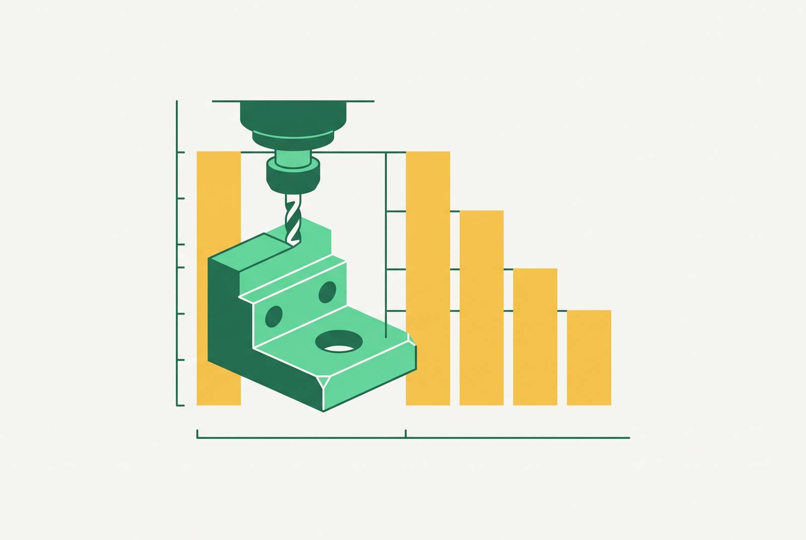 Cover illustration for “CNC Machining Cost Structure From 1 to 1000 Units for Aluminum Parts”