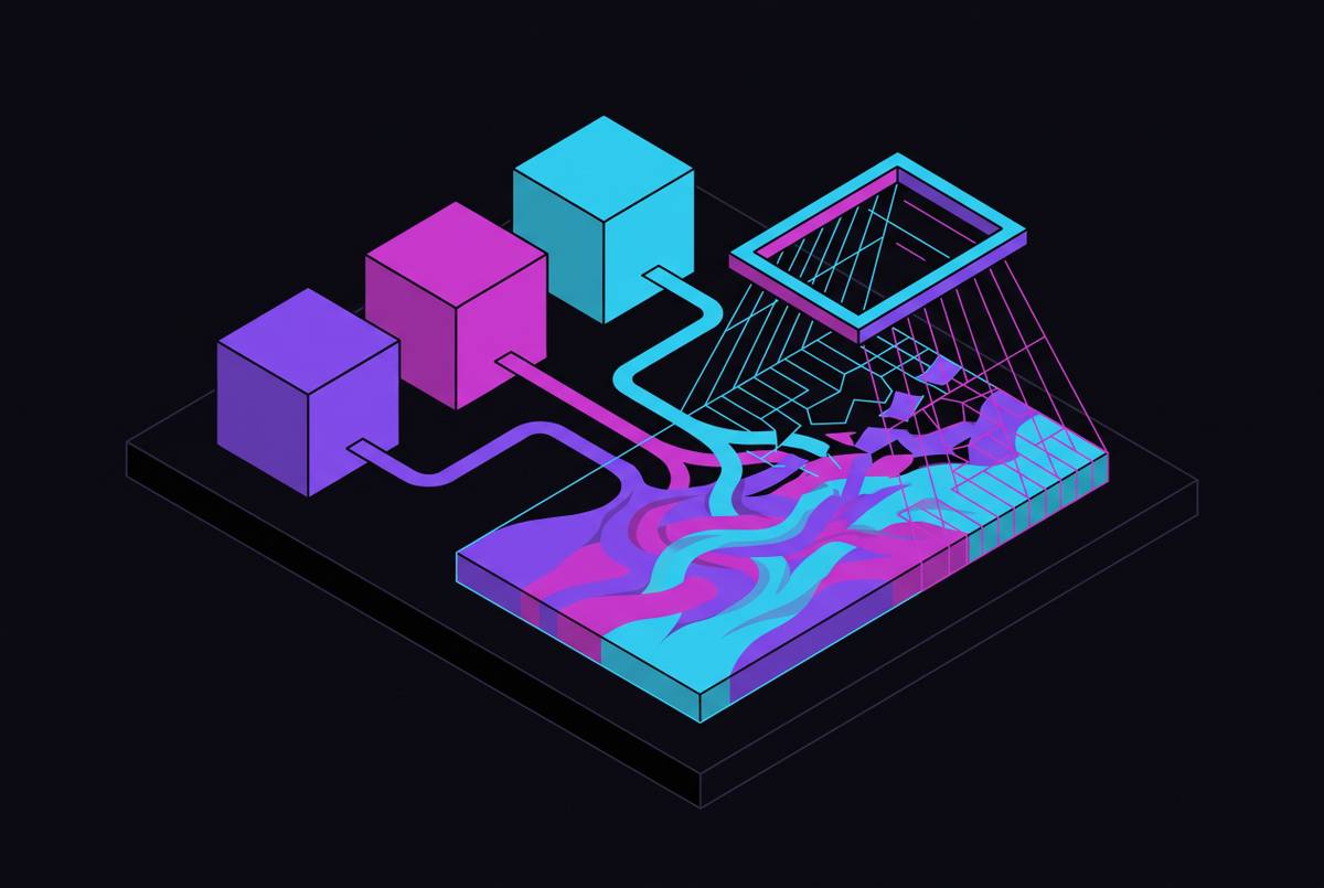 Cover illustration for “Limits of Current LLM Fingerprinting Against Multi-Model Text”
