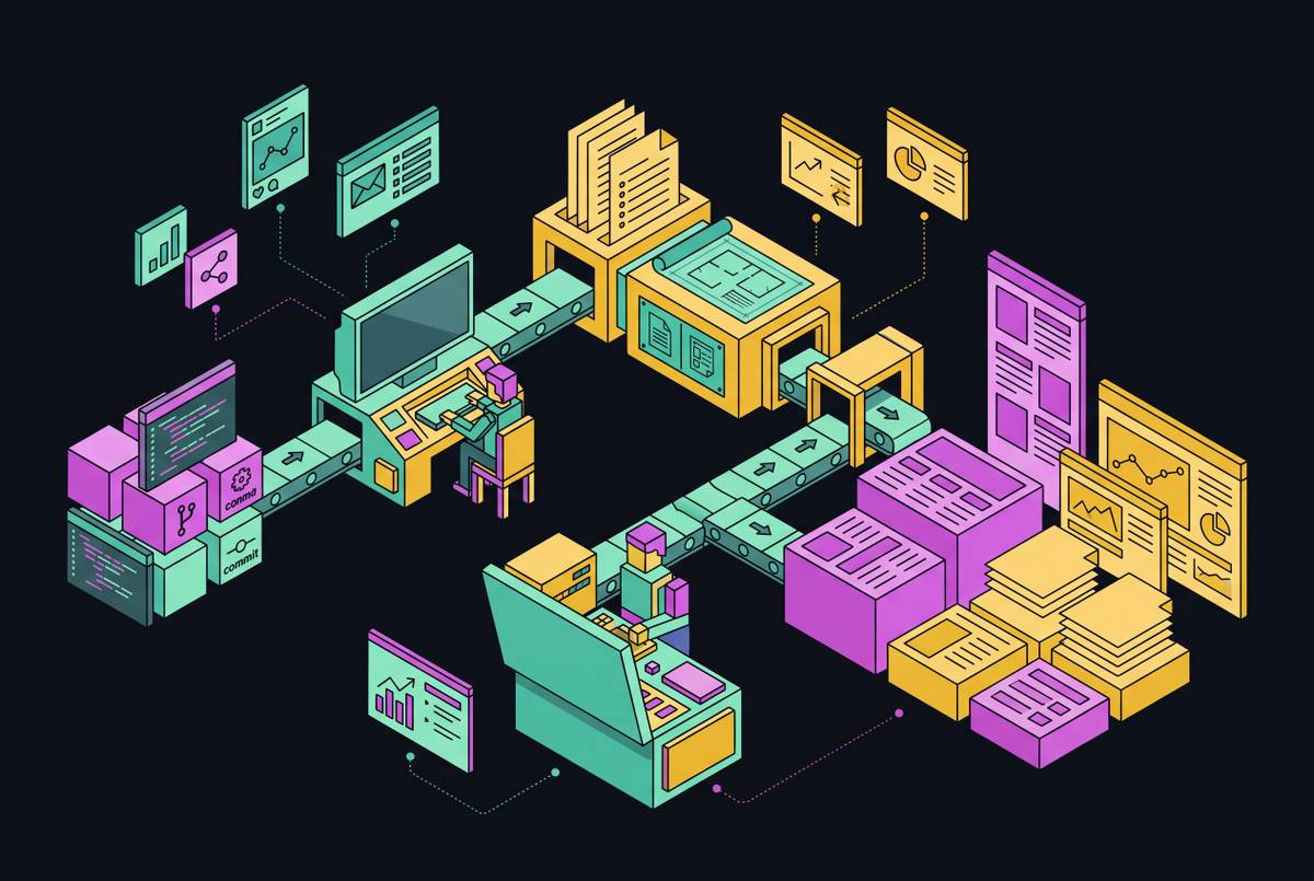 Cover illustration for “Content Workflows for One-Person Marketing Teams at Dev Tool Startups”