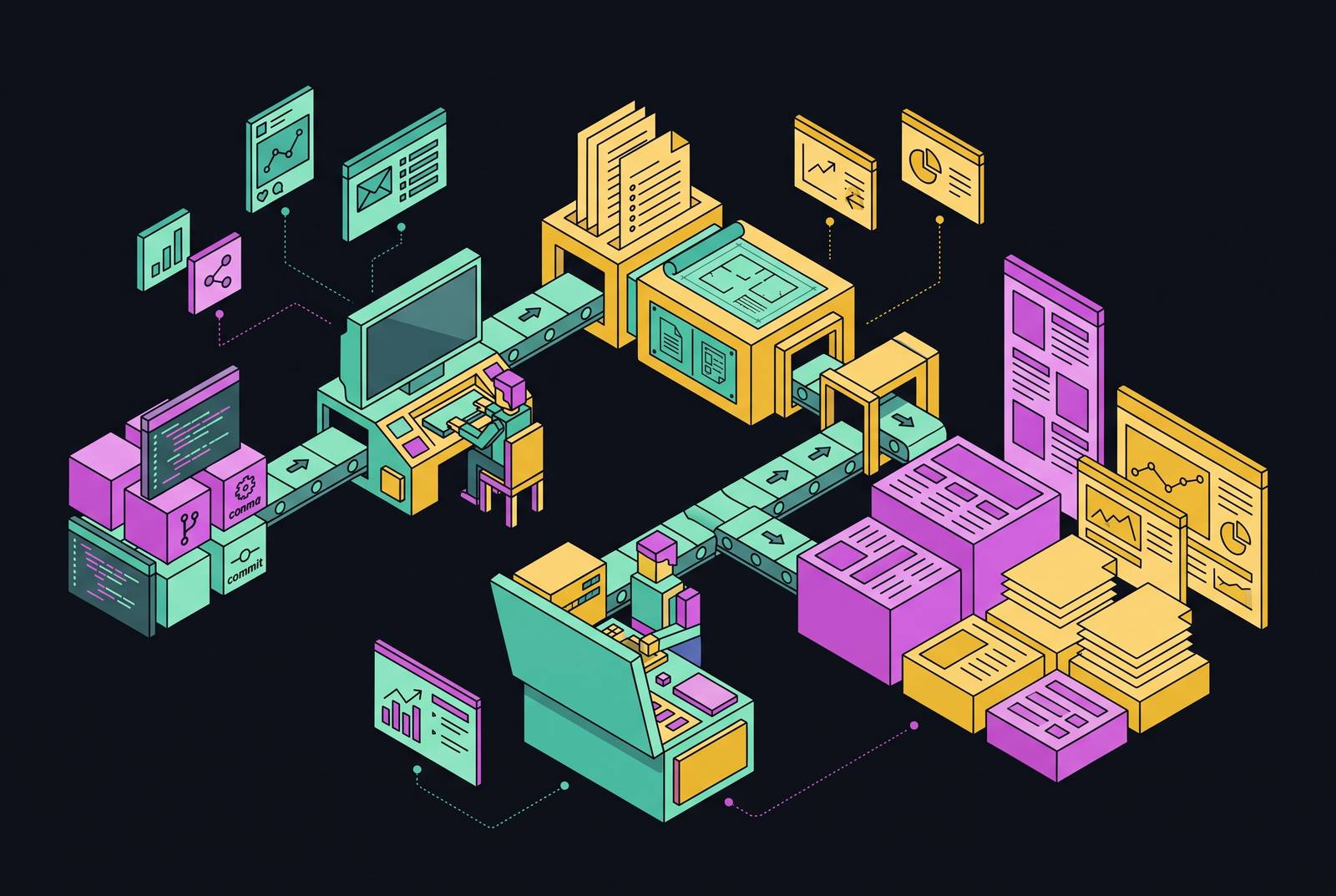 Cover illustration for “Content Workflows for One-Person Marketing Teams at Dev Tool Startups”