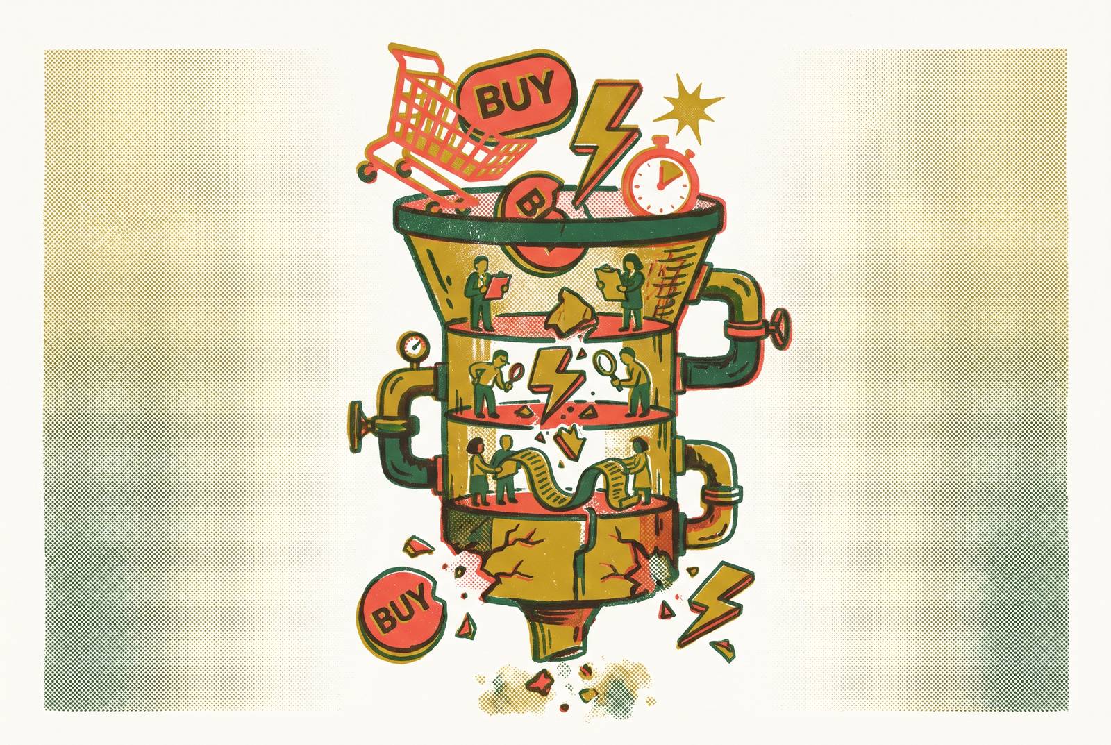 Cover illustration for “Why Ecommerce Conversion Fixes Rarely Survive a B2B Funnel”