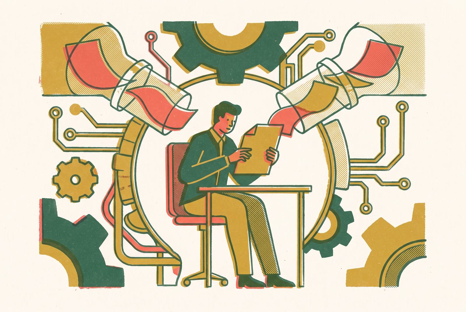 Cover illustration for “Human Editor Role Inside an AI Content Engine”