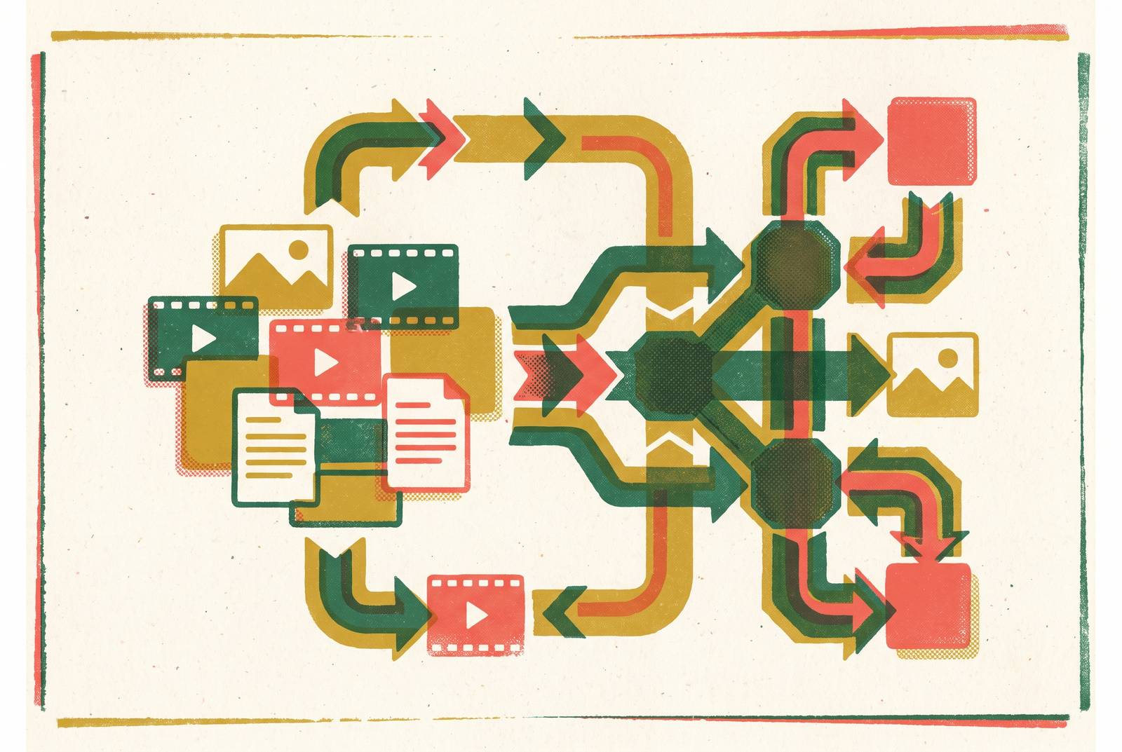 Cover illustration for “Integrating DAM Systems With Content Production Workflows”
