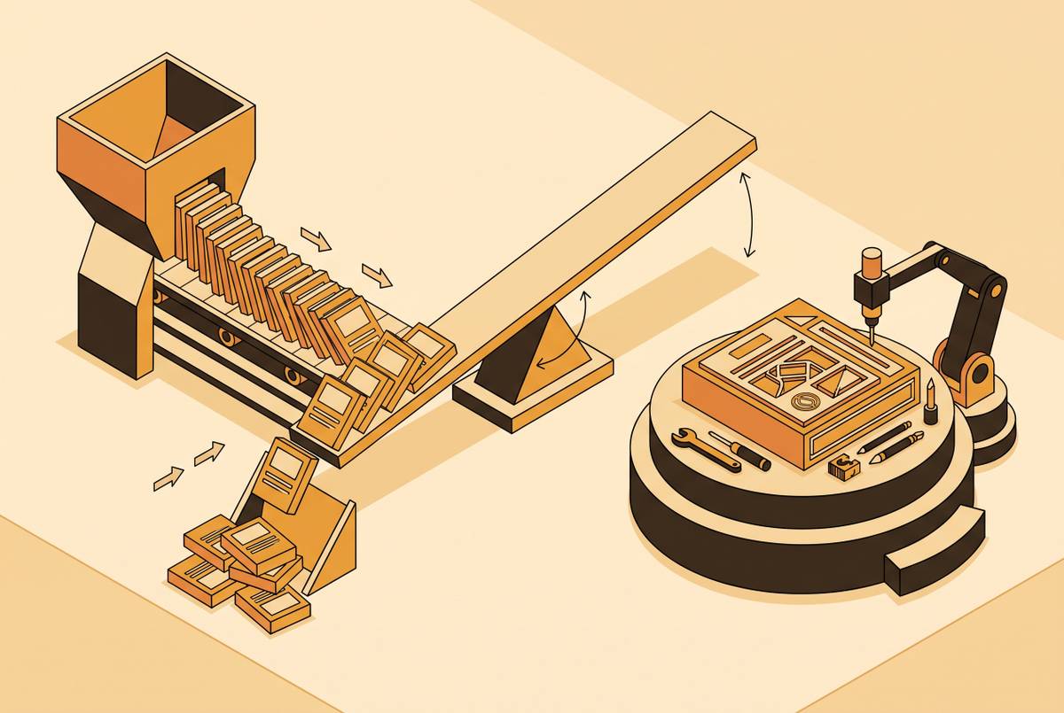 Cover illustration for “Content Velocity vs Content Quality Tradeoffs at Scale”