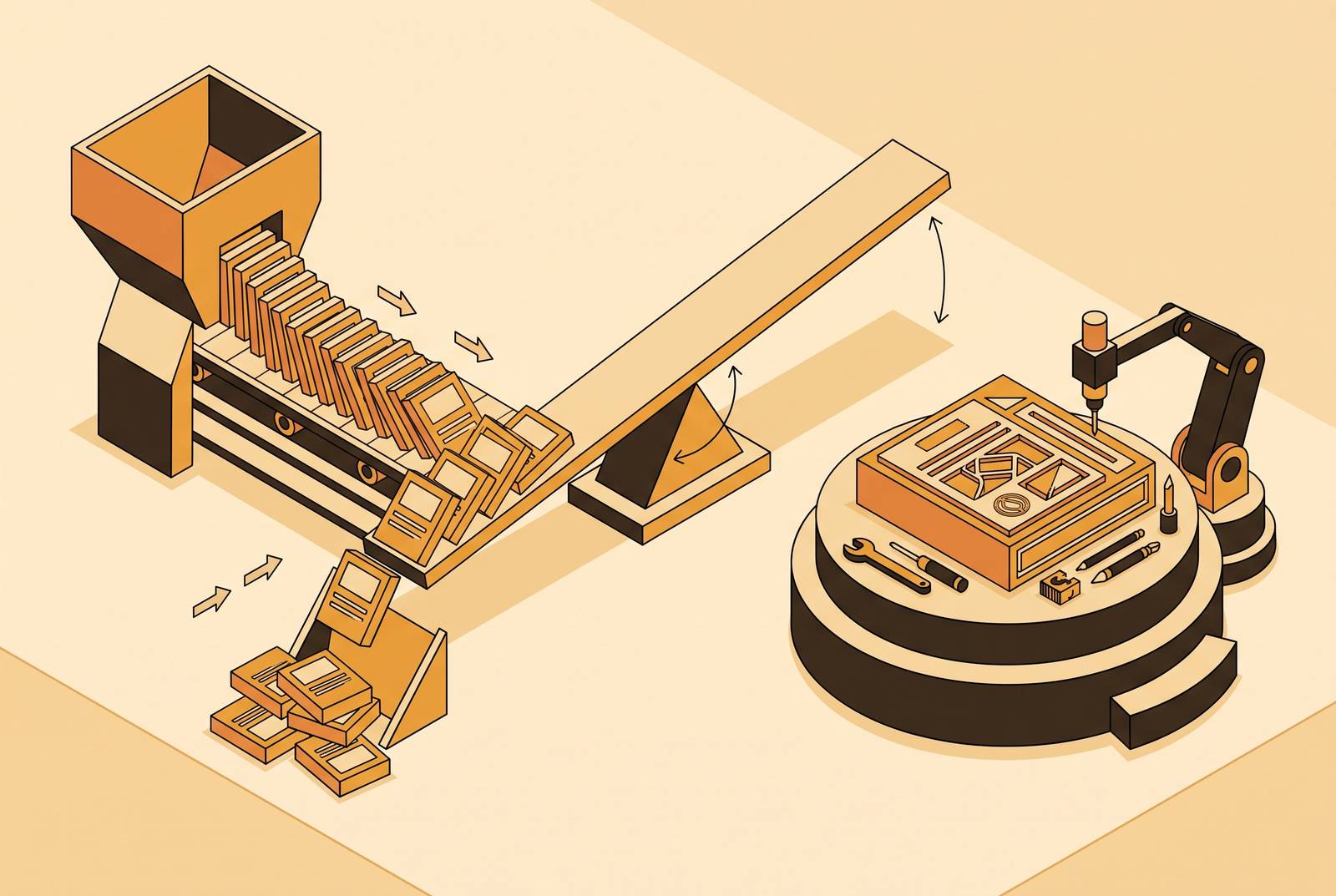 Cover illustration for “Content Velocity vs Content Quality Tradeoffs at Scale”