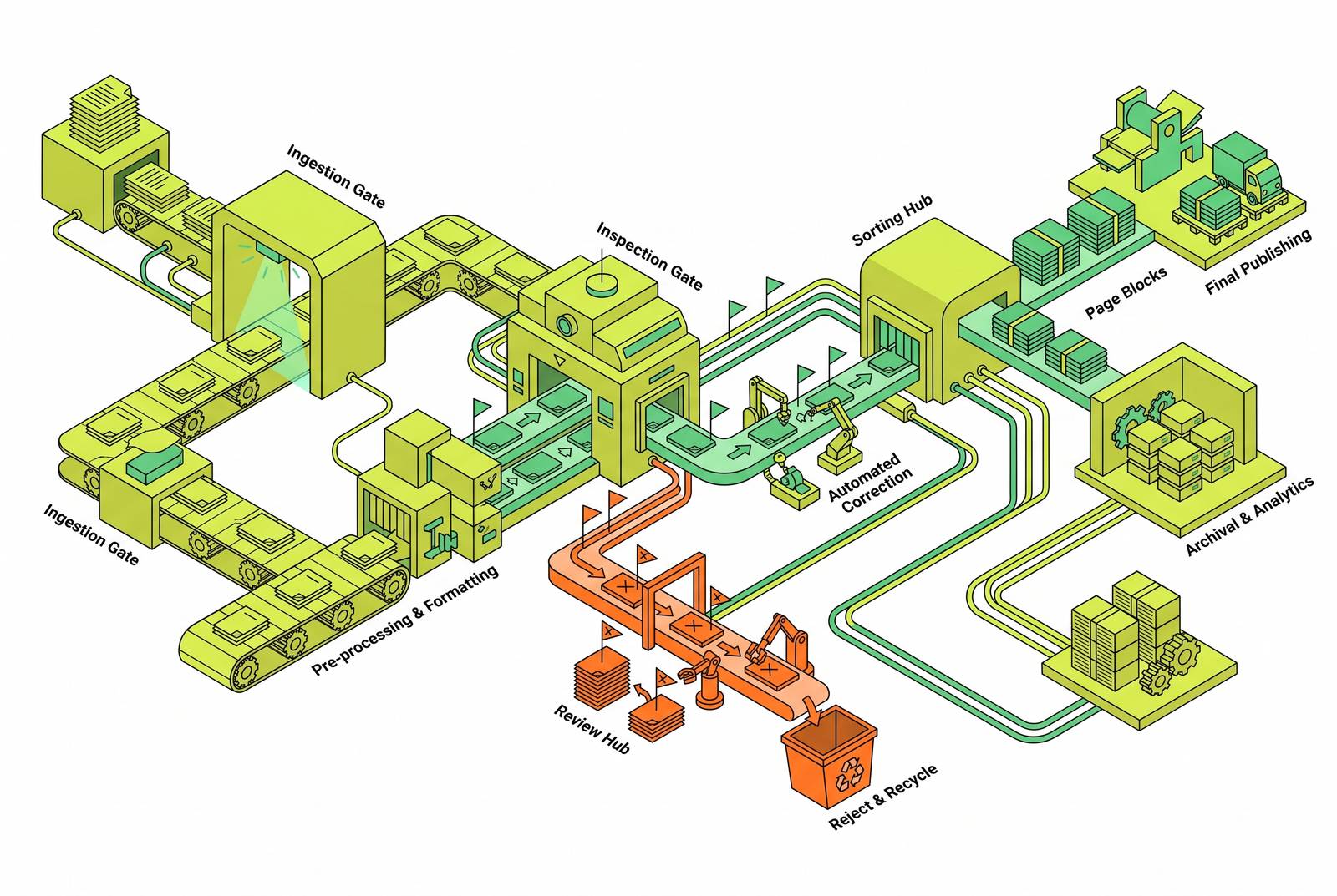 Cover illustration for “Content QA Pipelines for High-Volume Publishing”