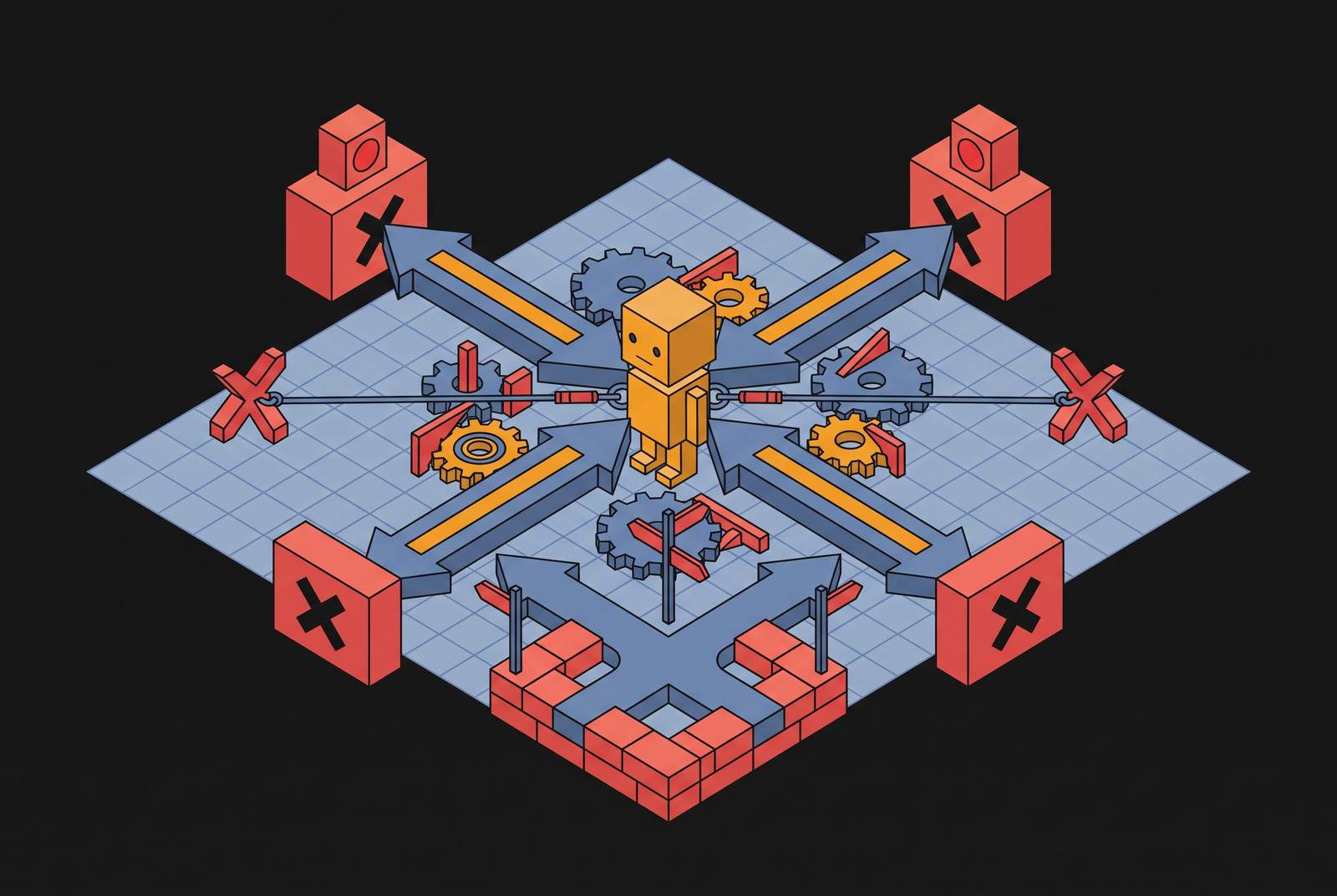 Cover illustration for “Conflicting Constraints Causing Agent Paralysis or Refusal”