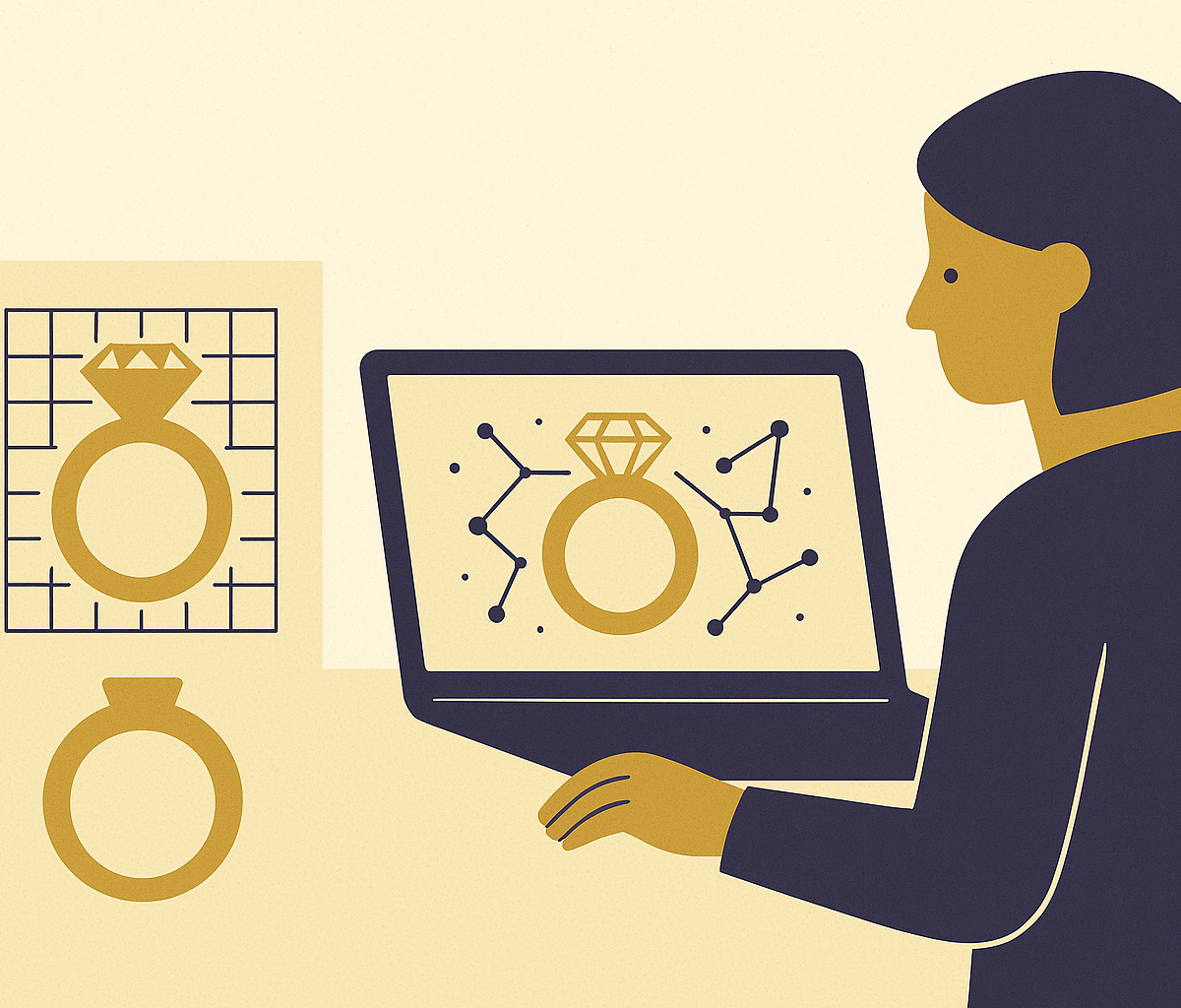 Cover illustration for “AI Design Iteration vs Traditional CAD Revision Cycles in Jewelry”