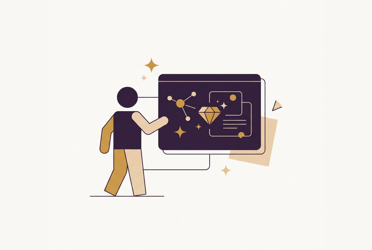 Cover illustration for “Onboarding a New Jewelry Designer Onto an AI Design Platform”