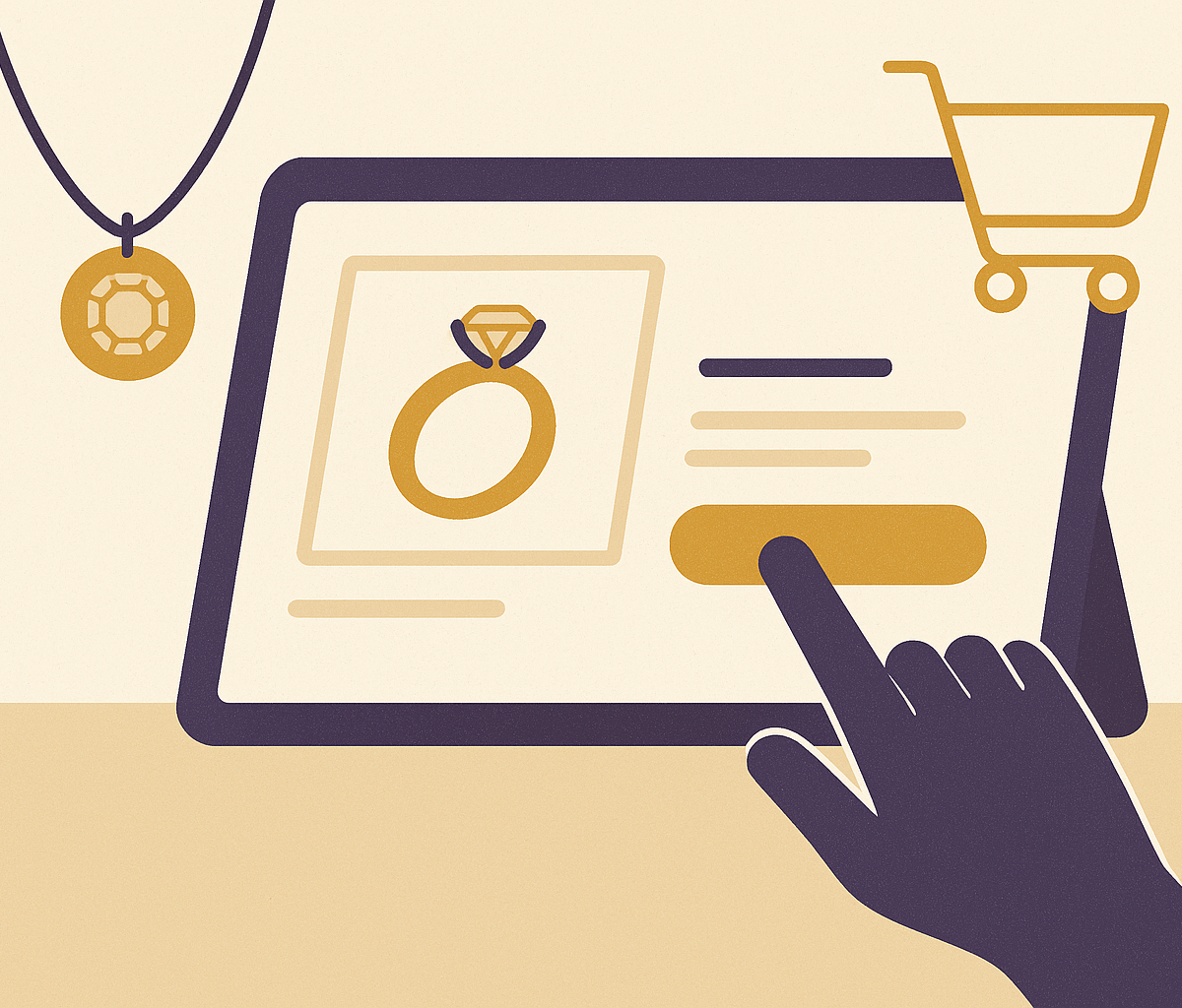 Cover illustration for “Checkout Flow Design for Made-to-Order Jewelry Brands”
