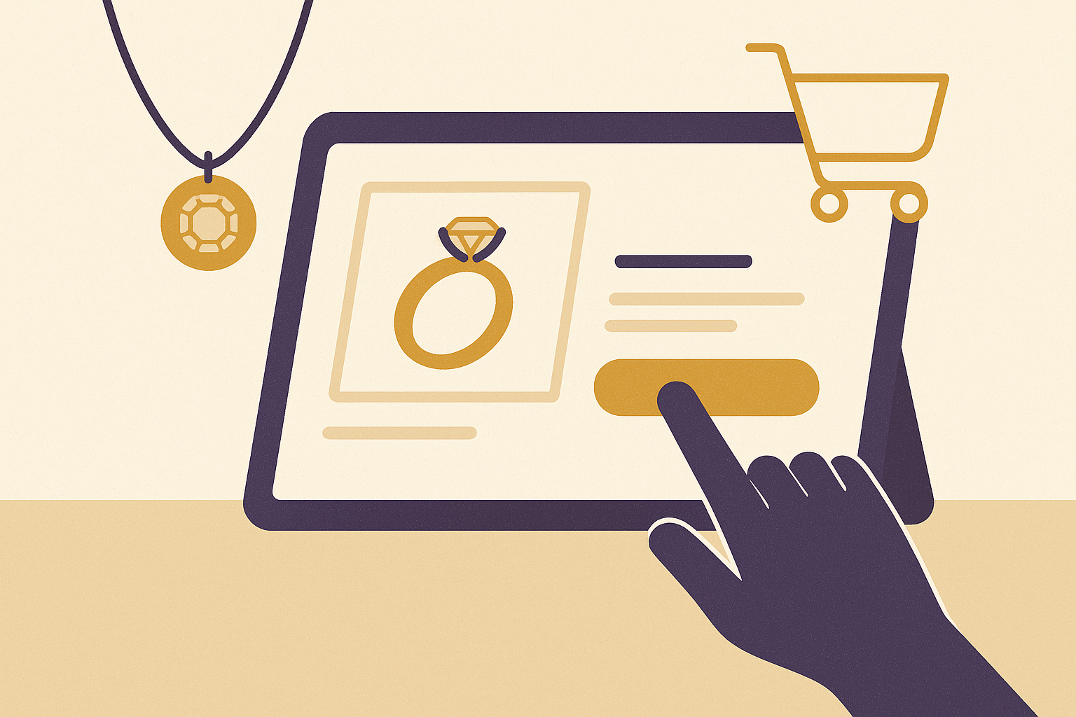 Cover illustration for “Checkout Flow Design for Made-to-Order Jewelry Brands”