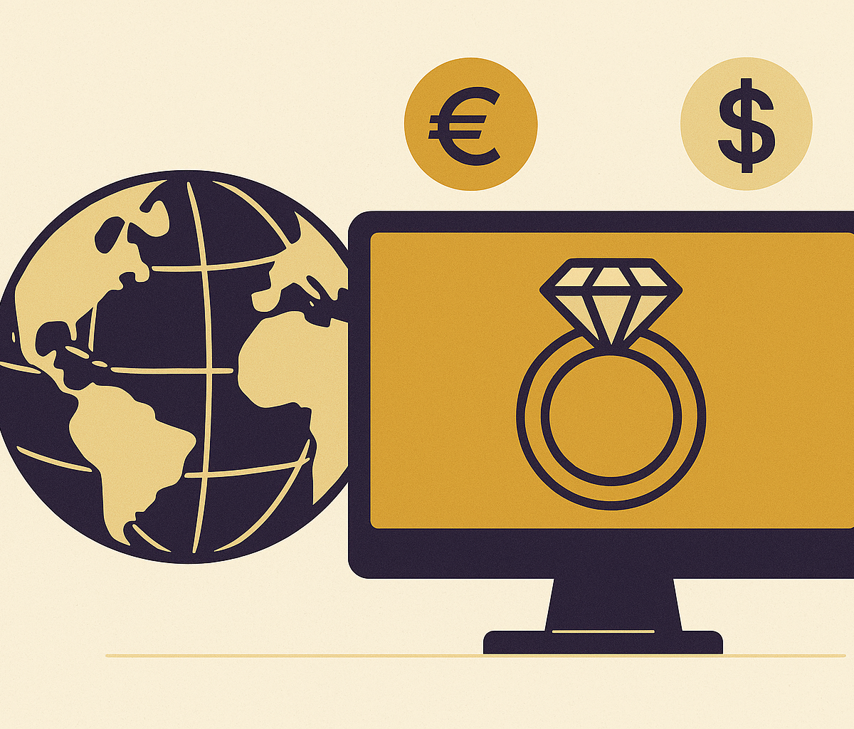 Cover illustration for “Localization and Currency Handling in Global Jewelry Configurators”