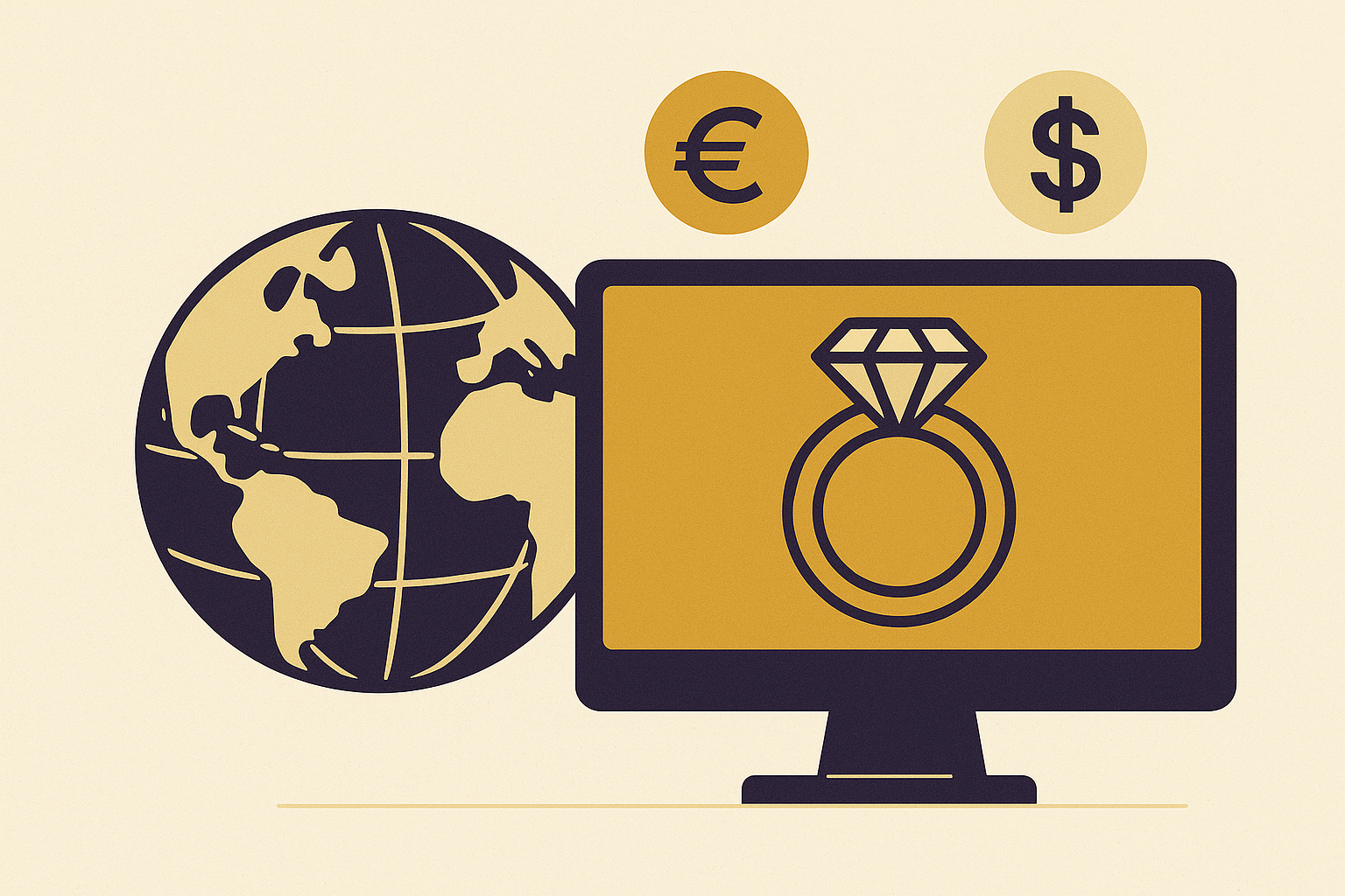 Cover illustration for “Localization and Currency Handling in Global Jewelry Configurators”