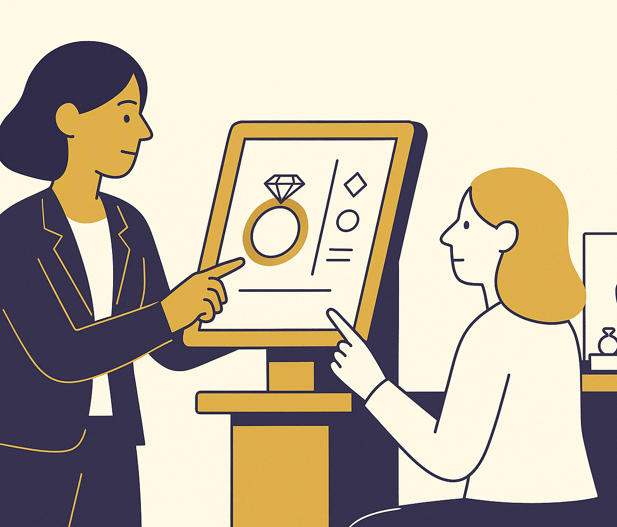 Cover illustration for “In-Store Jewelry Configurator Kiosks and Associate-Assisted Customization”