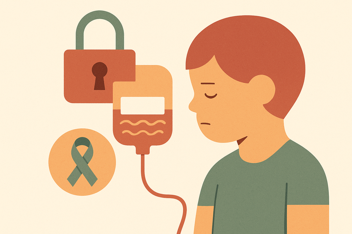 Cover illustration for “Cord Blood Banking Limitations for Autologous Use in Pediatric Cancer”