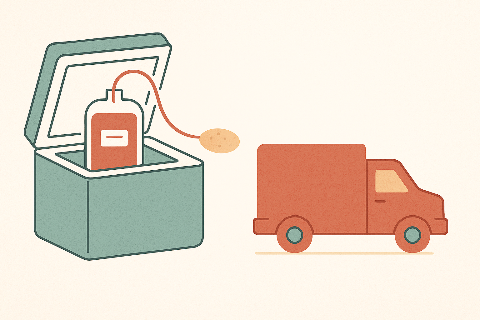 Cover illustration for “How Cord Blood Stays Viable From Delivery Room to Transplant Center”