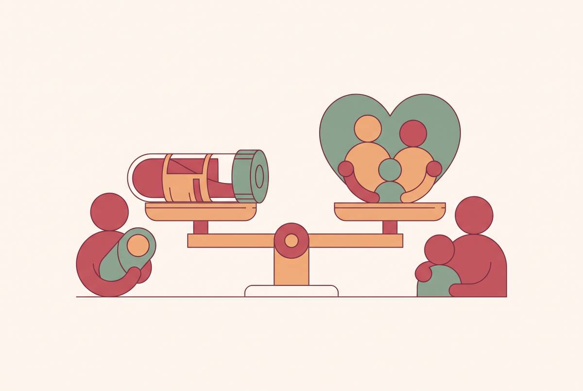 Cover illustration for “Cost-Benefit Analysis of Private Cord Blood Banking for Families”