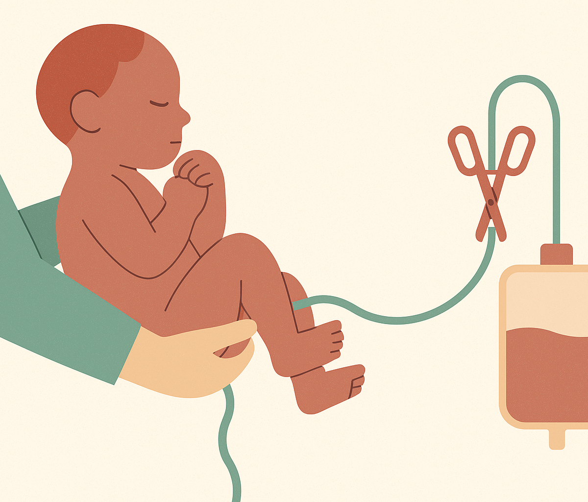 Cover illustration for “How Long to Delay Cord Clamping and Still Collect Cord Blood”