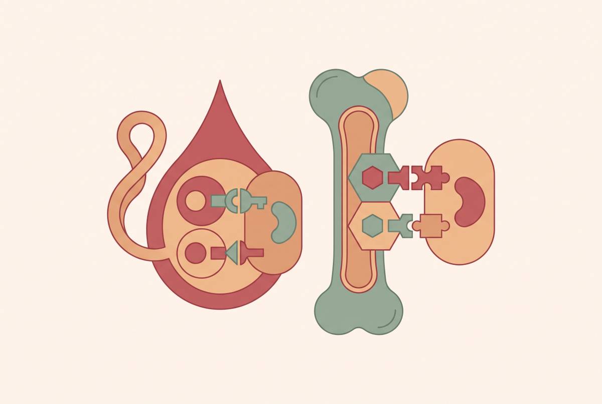 Cover illustration for “HLA Matching Thresholds for Cord Blood vs Bone Marrow Transplants”