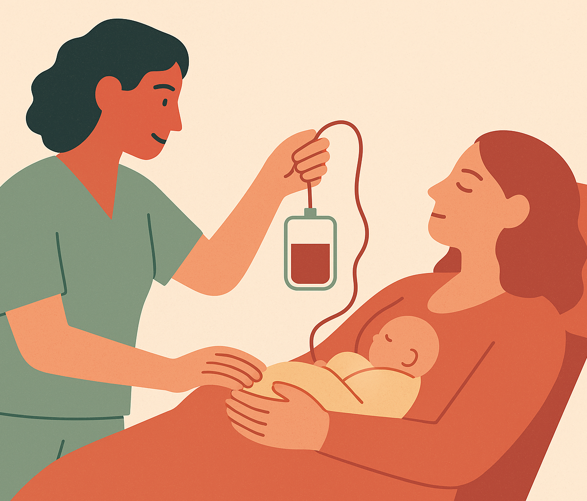 Cover illustration for “What Doulas and Midwives Can Do During Cord Blood Collection”