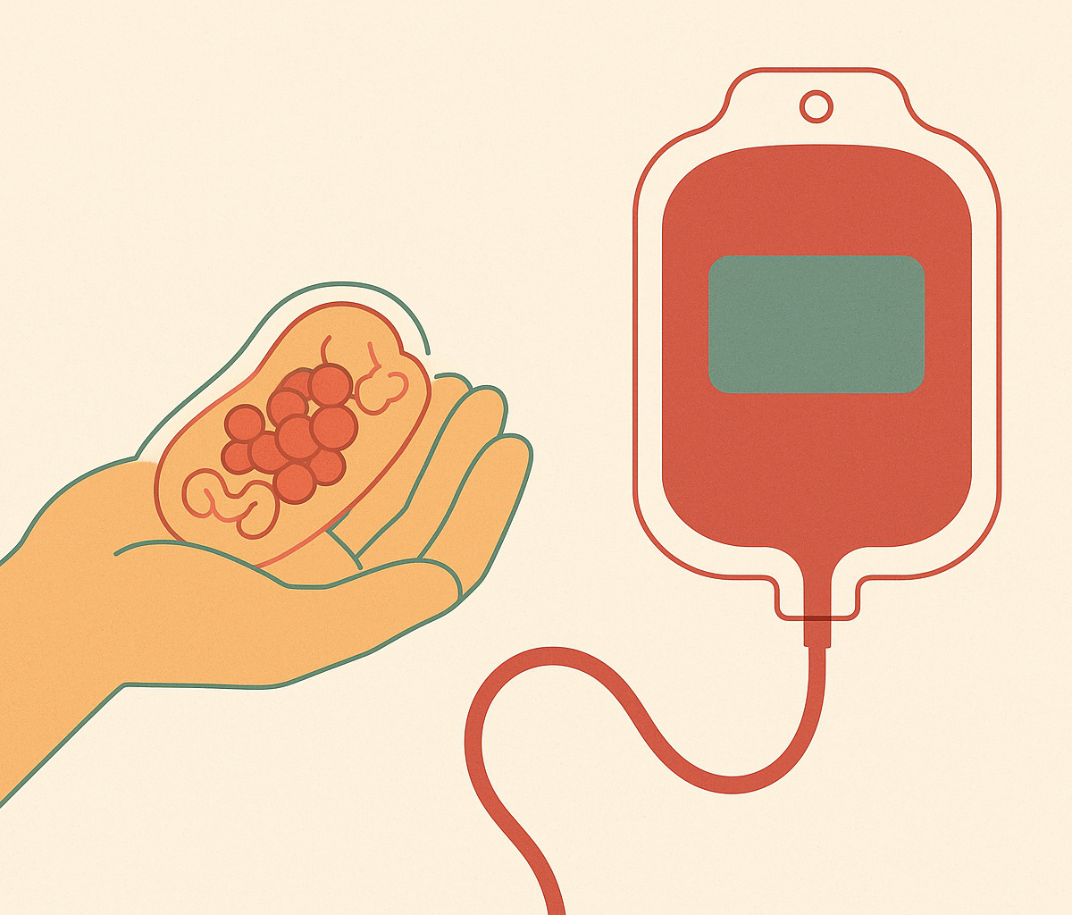 Cover illustration for “Why a Single Cord Blood Unit Often Can't Treat an Adult”