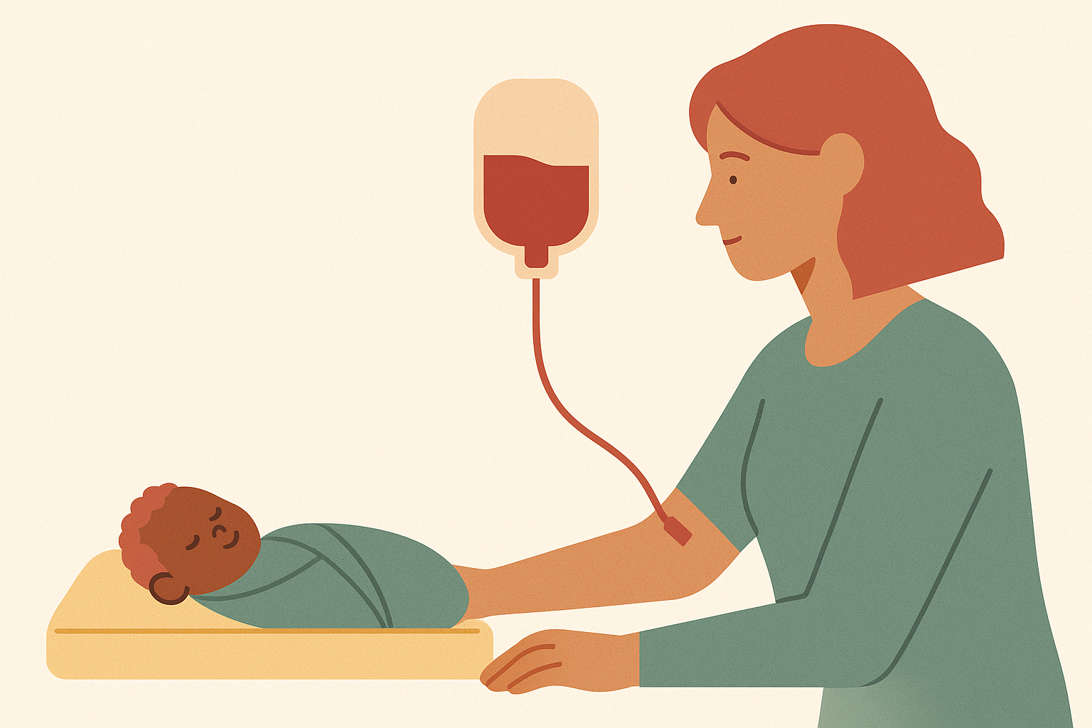 Cover illustration for “Banking a Sibling's Cord Blood When an Older Child Has Sickle Cell or Thalassemia”