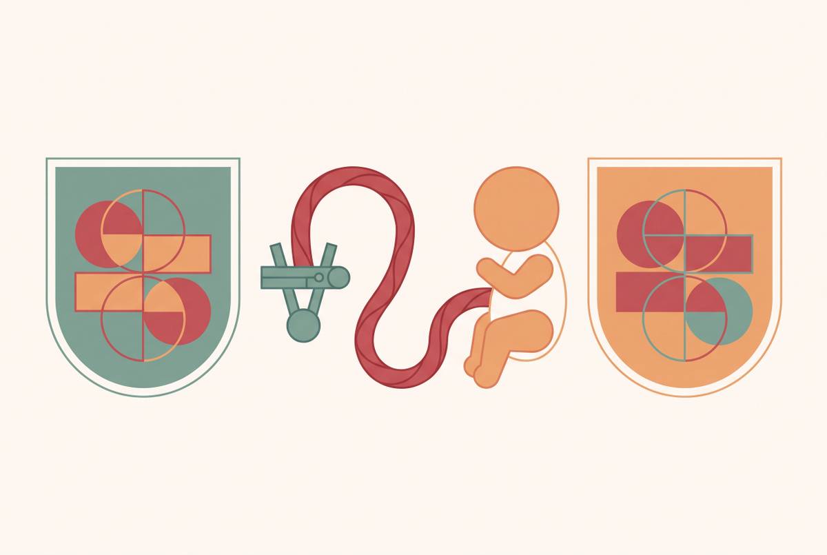 Cover illustration for “NHS vs ACOG Delayed Cord Clamping Guidelines Compared”