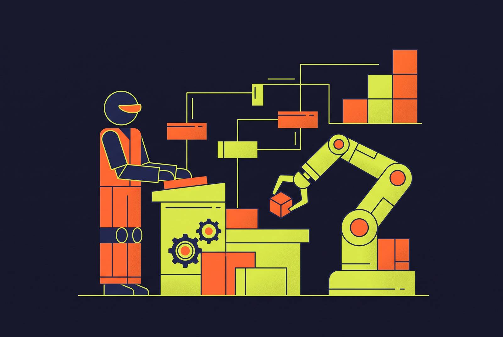 Cover illustration for “Workforce Reskilling Programs for Cobot-Integrated Production Lines”