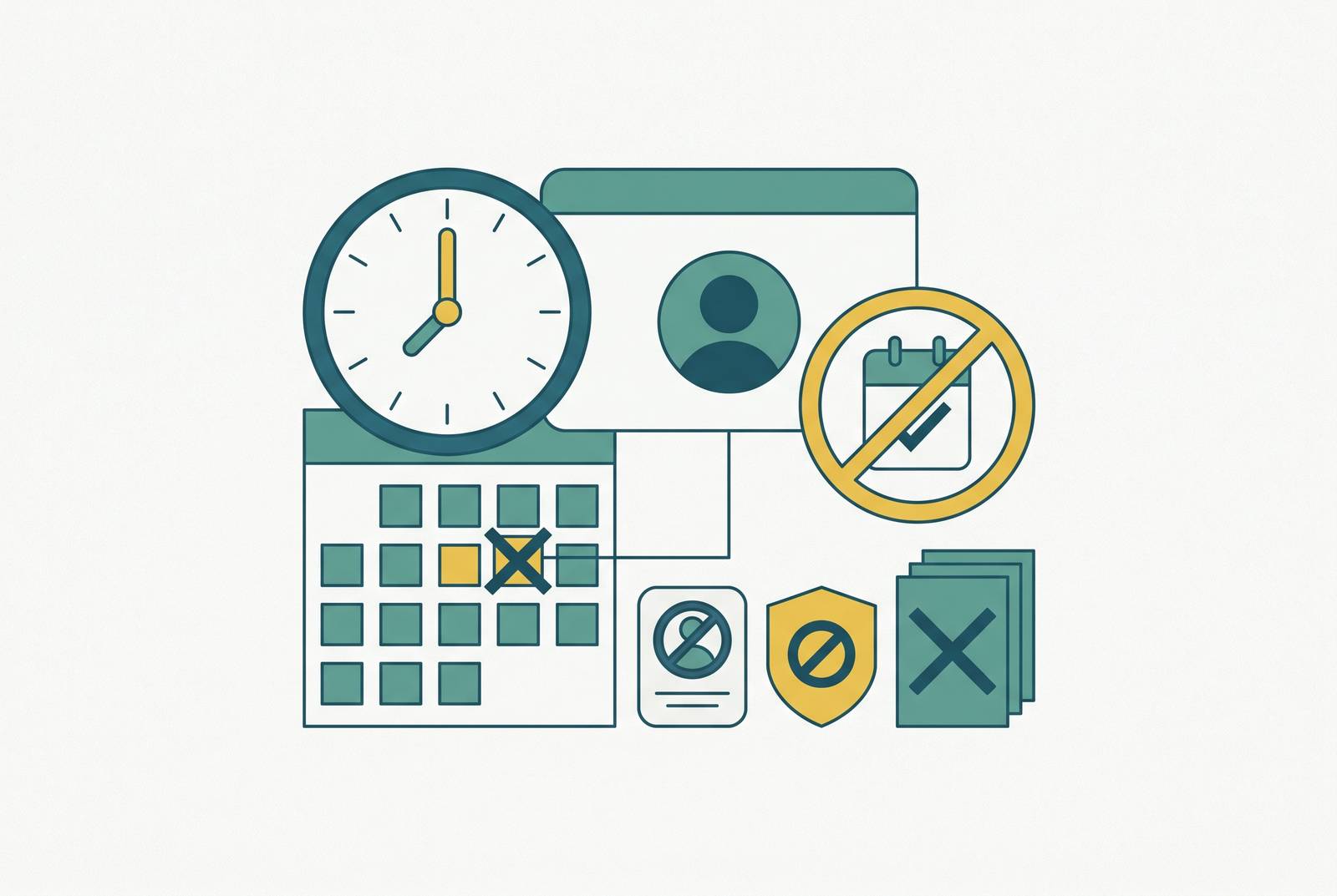 Cover illustration for “No-Show and Late Cancellation Policies for Telehealth Practices”