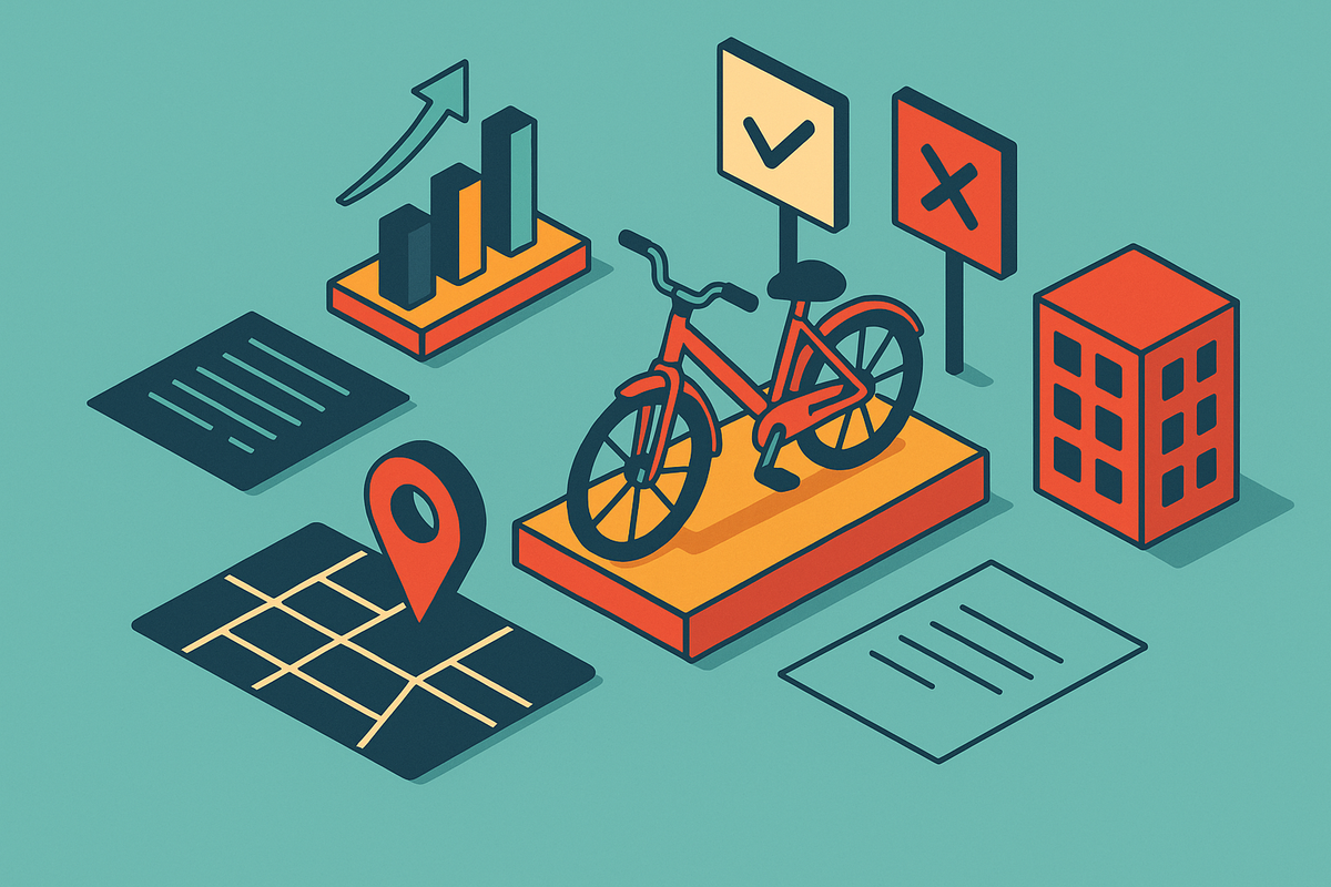 Cover illustration for “Bike Share Advantages and Disadvantages for Urban Planners”