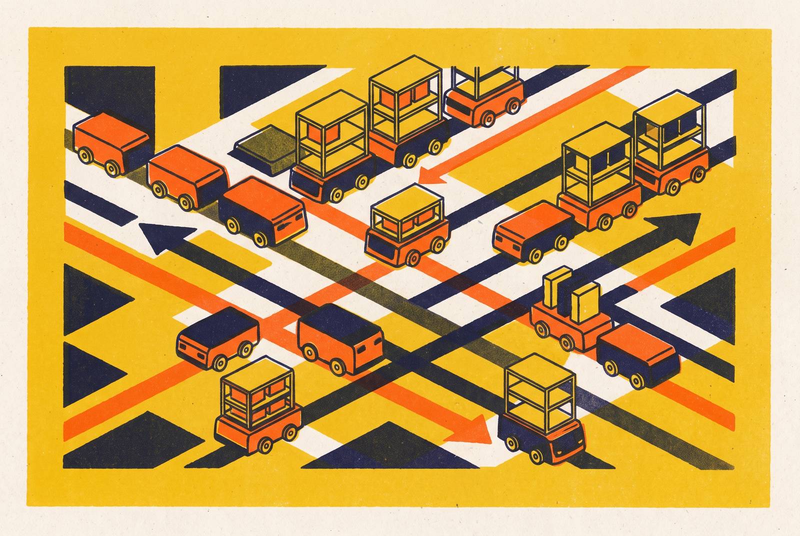 Cover illustration for “Warehouse Robot Fleet Management Software”