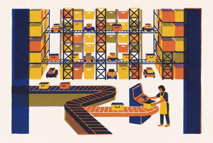 Cover illustration for “Goods-to-Person Picking System Architectures”