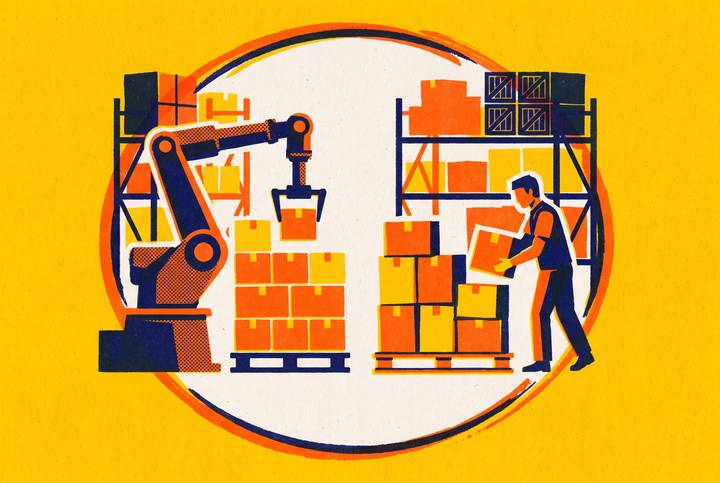 Cover illustration for “Robotic Palletizing vs Manual Palletizing in Food Distribution”