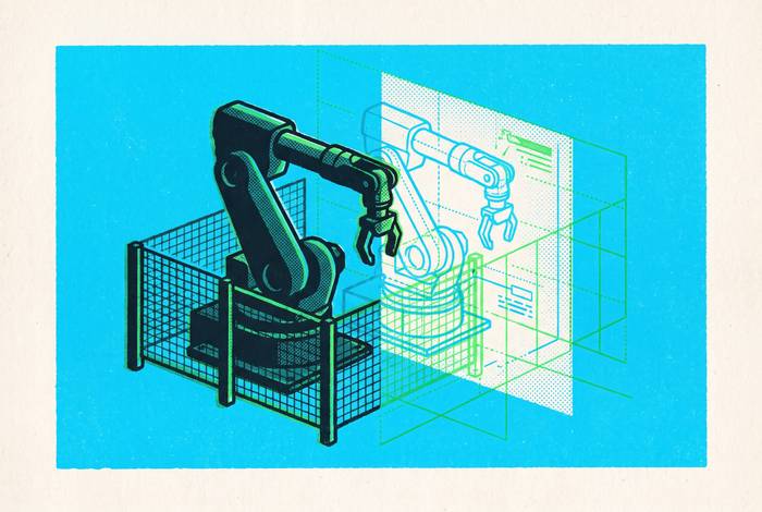 Cover illustration for “Digital Twin Platforms for Robot Cell Simulation and Commissioning”