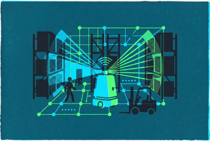 Cover illustration for “Simultaneous Localization and Mapping in Dynamic Warehouse Environments”