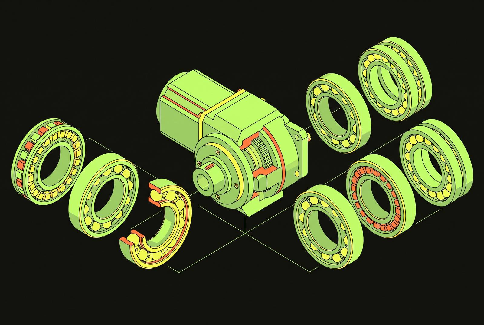 Cover illustration for “Bearing Selection for High-Cycle Robot Joint Applications”