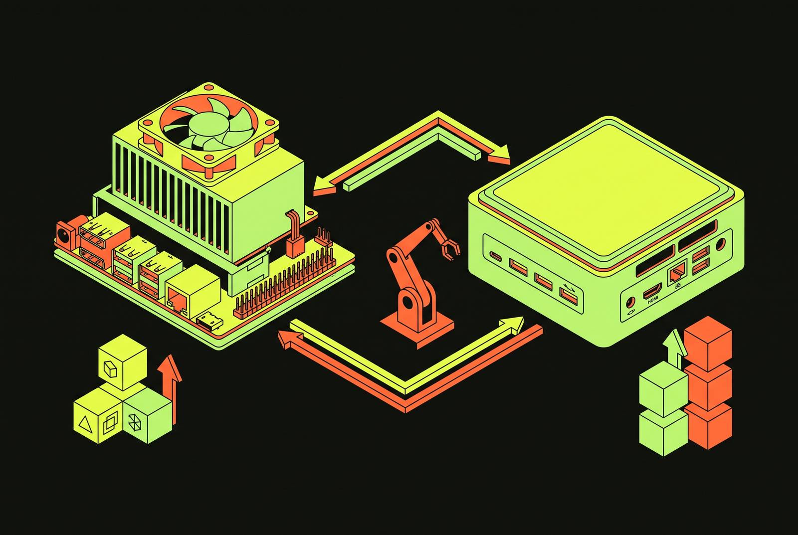 Cover illustration for “NVIDIA Jetson Orin vs Intel NUC for Robot Edge Inference”