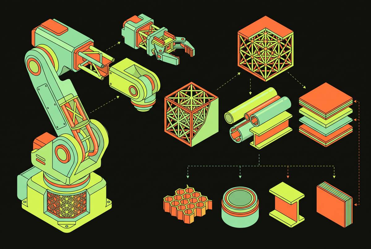 Cover illustration for “Structural Material Selection for Lightweight Robot Arms”