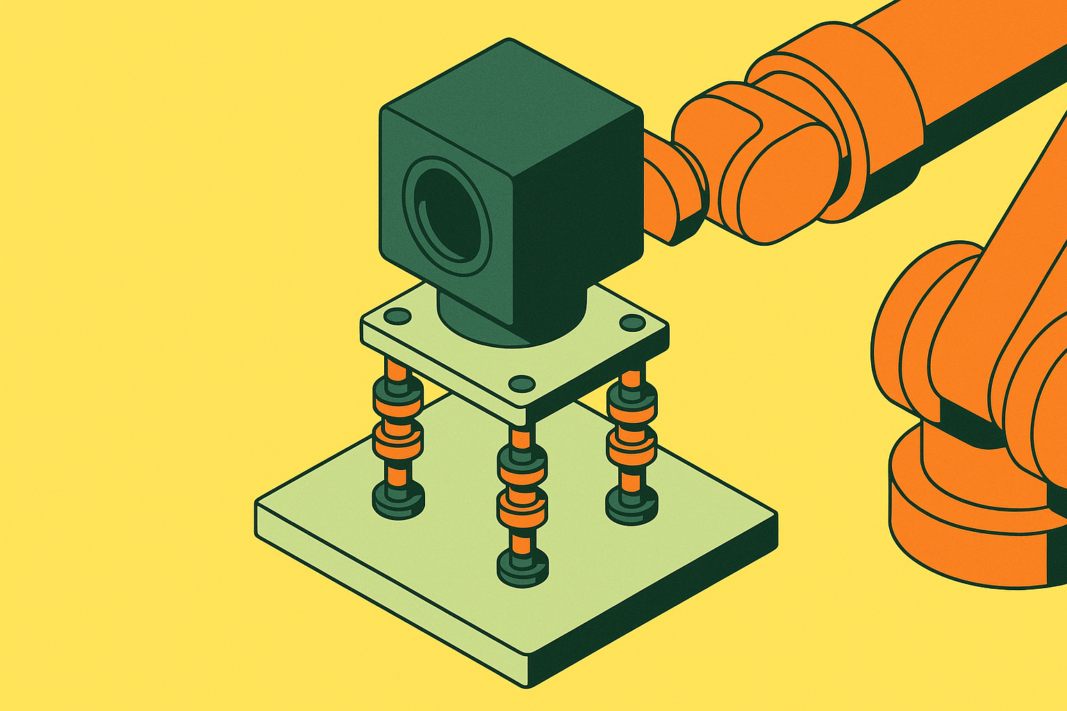 Cover illustration for “Vibration Isolation Mounts for Robot-Mounted Vision Systems”