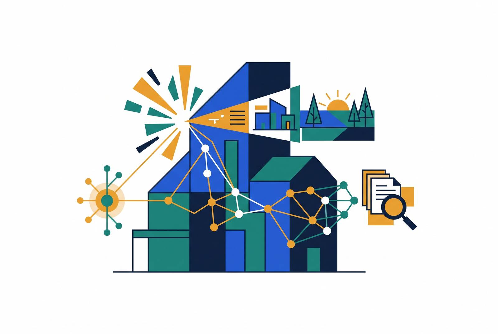 Cover illustration for “Generative AI Use Cases in Real Estate Marketing and Due Diligence”