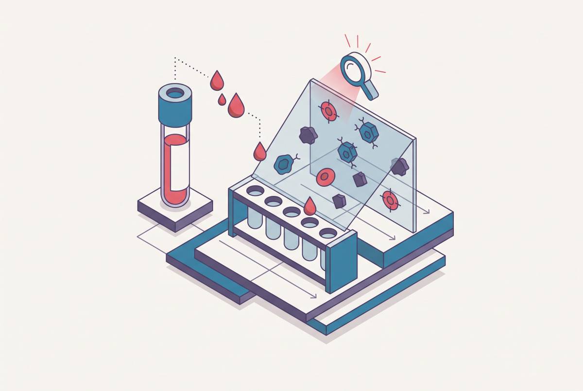 Cover illustration for “Multicancer Early Detection Blood Tests Current Evidence and Limitations”