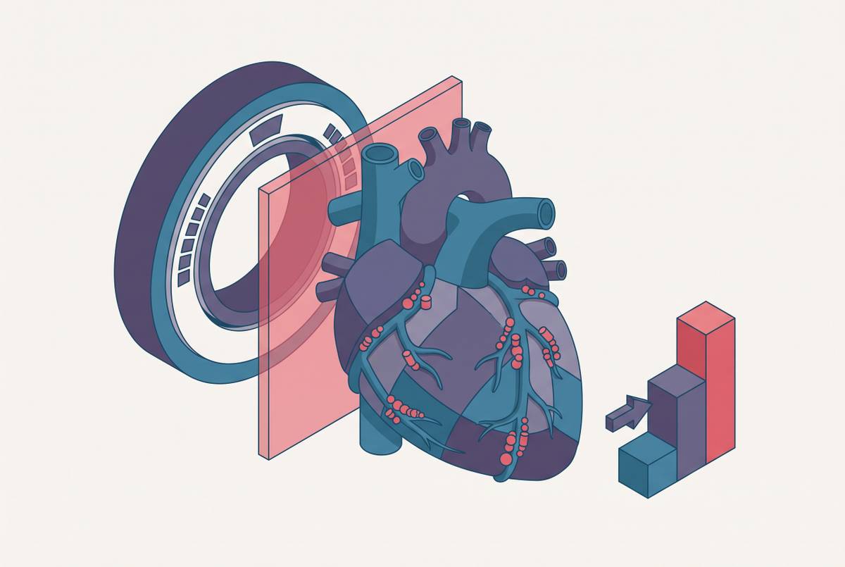 Cover illustration for “Coronary Artery Calcium Scoring in Intermediate-Risk Asymptomatic Adults”