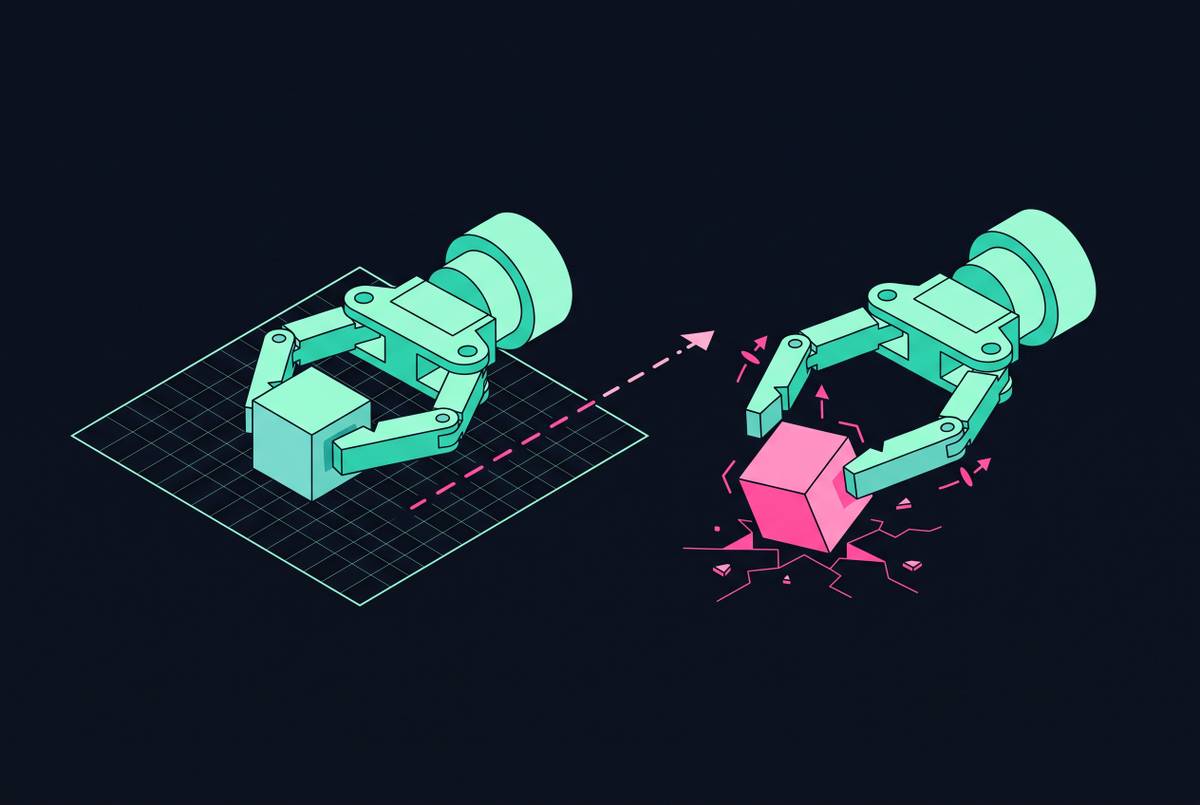 Cover illustration for “Sim-to-Real Transfer Failures in Manipulation”