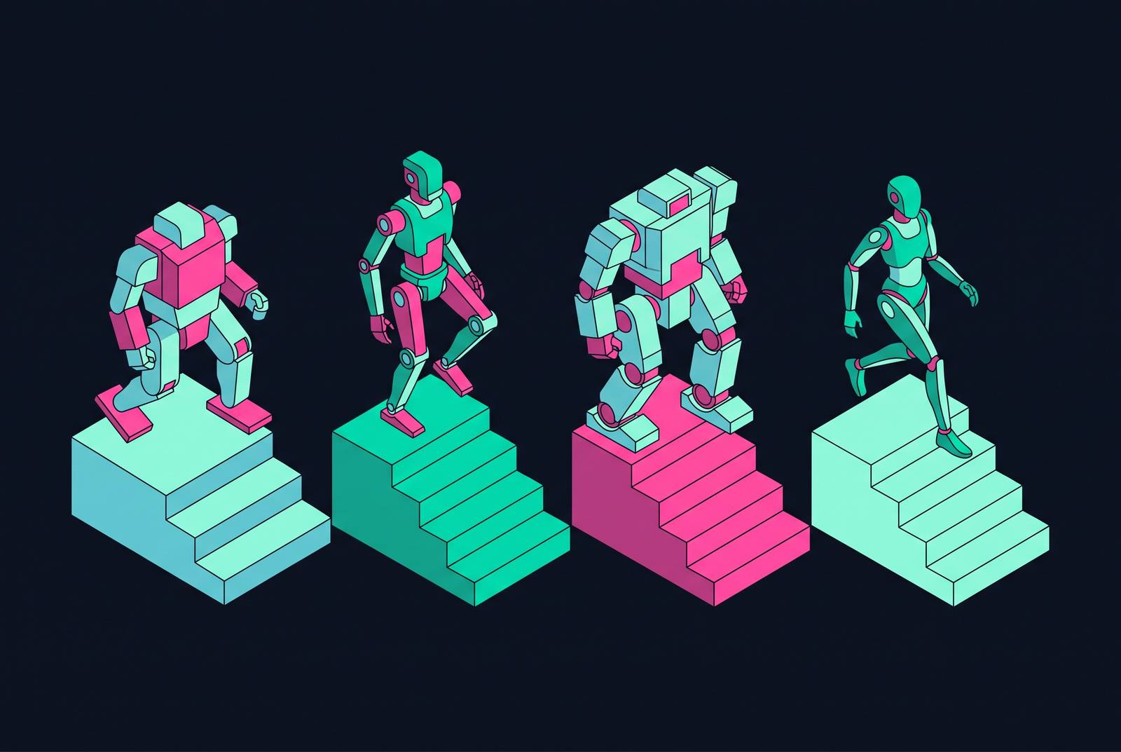 Cover illustration for “Stair Climbing Performance Across Humanoid Platforms”